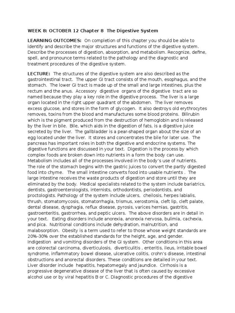 Chapter 8 The Digestive System | PDF | Human Digestive System ...