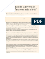 El Aumento de La Inversión Pública Favorece Más Al PBI