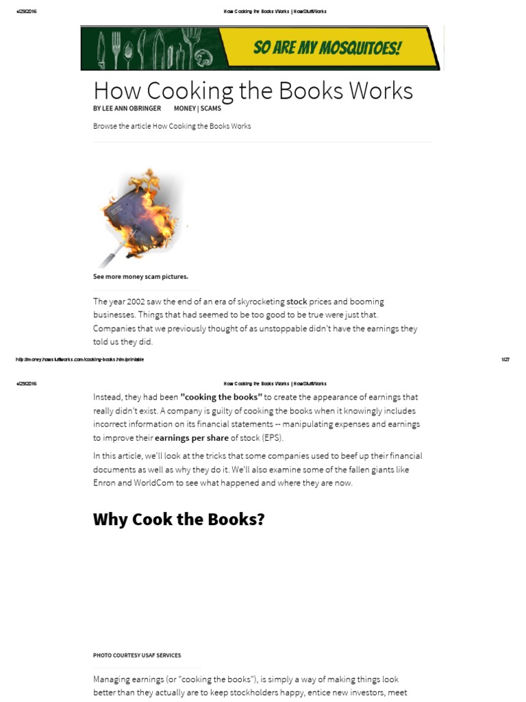 How Cooking The Books Works | PDF | Sarbanes–Oxley Act | Enron