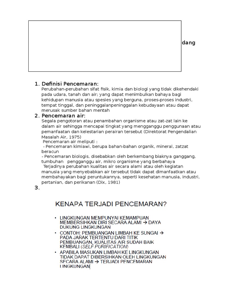 Definisi Pencemaran Air
