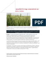 Producción Mundial de Trigo Aumentaría Un 3