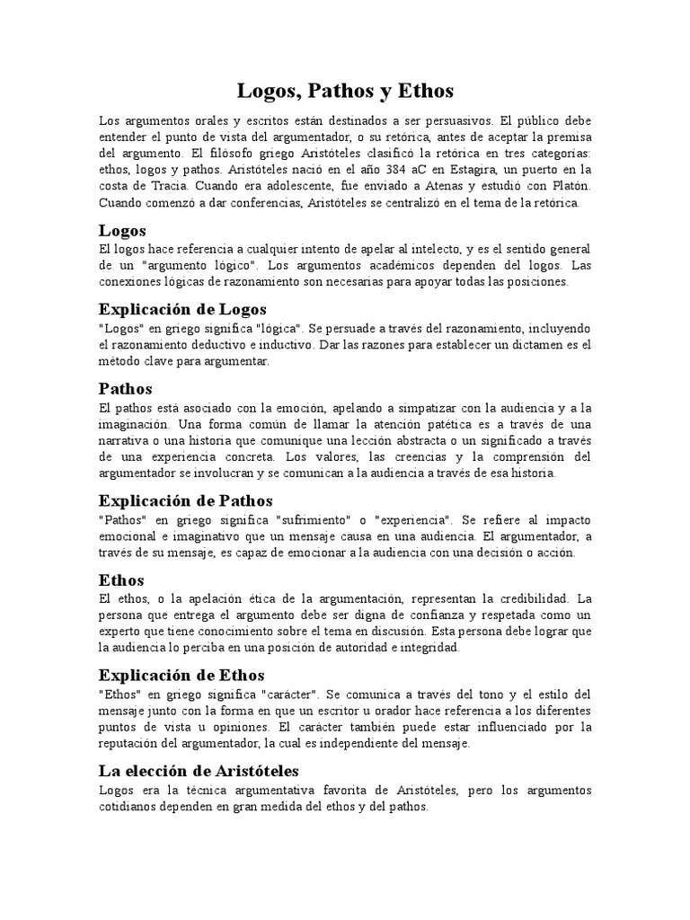 Retórica: Logos, Pathos y Ethos | PDF