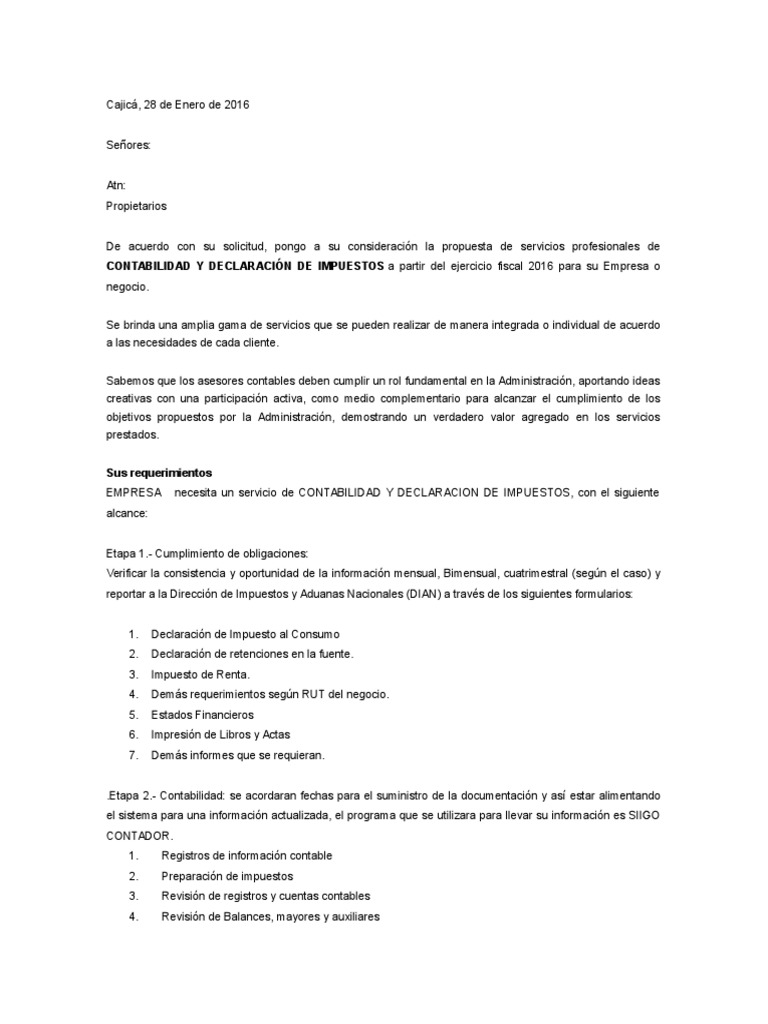 Propuesta de Contabilidad e Impuestos 2016 | PDF | Contabilidad | Impuestos