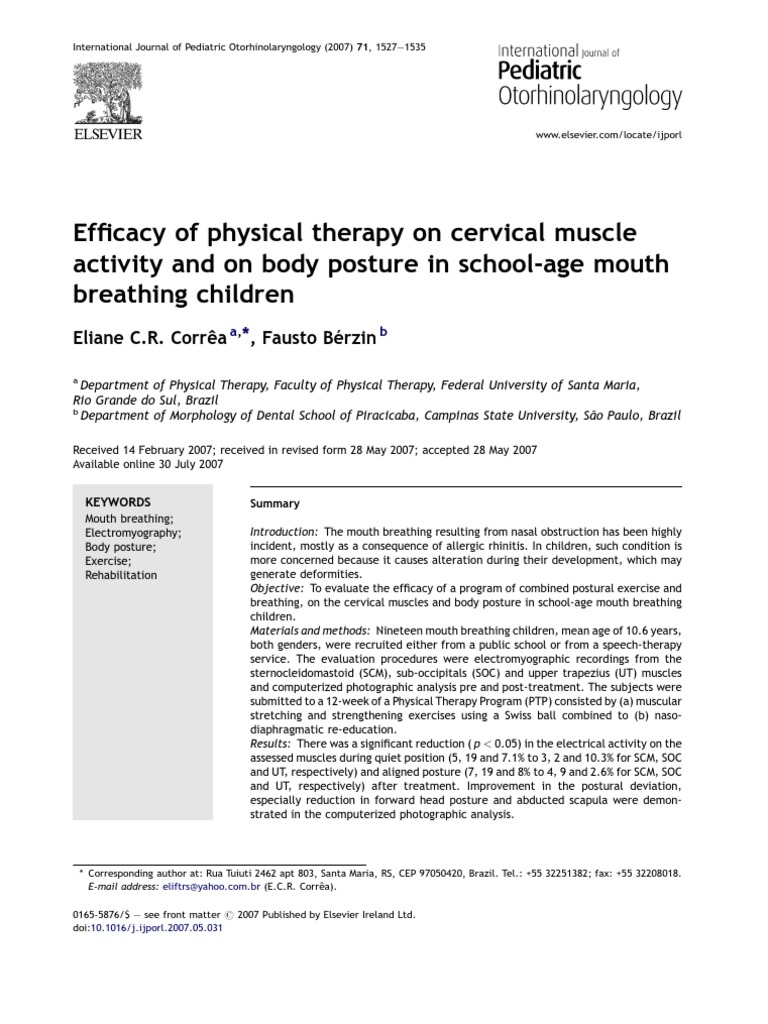 Efficacy of Physical Therapy On Cervical Muscle Activity | PDF ...