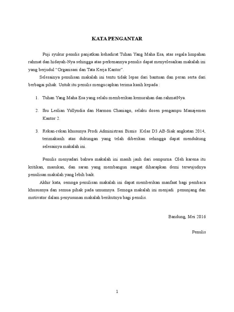 Makalah Organisasi Dan Tata Kerja