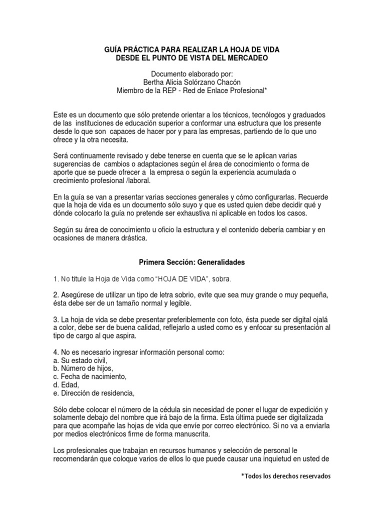 Guia Practica Para Realizar La Hoja de Vida