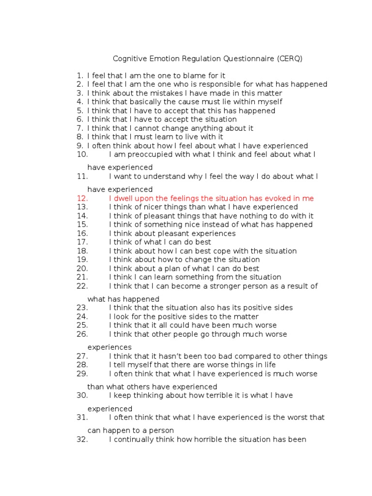 Cognitive Emotion Regulation Questionnaire