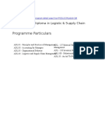 Programme Particulars: Post Graduate Diploma in Logistic & Supply Chain Management