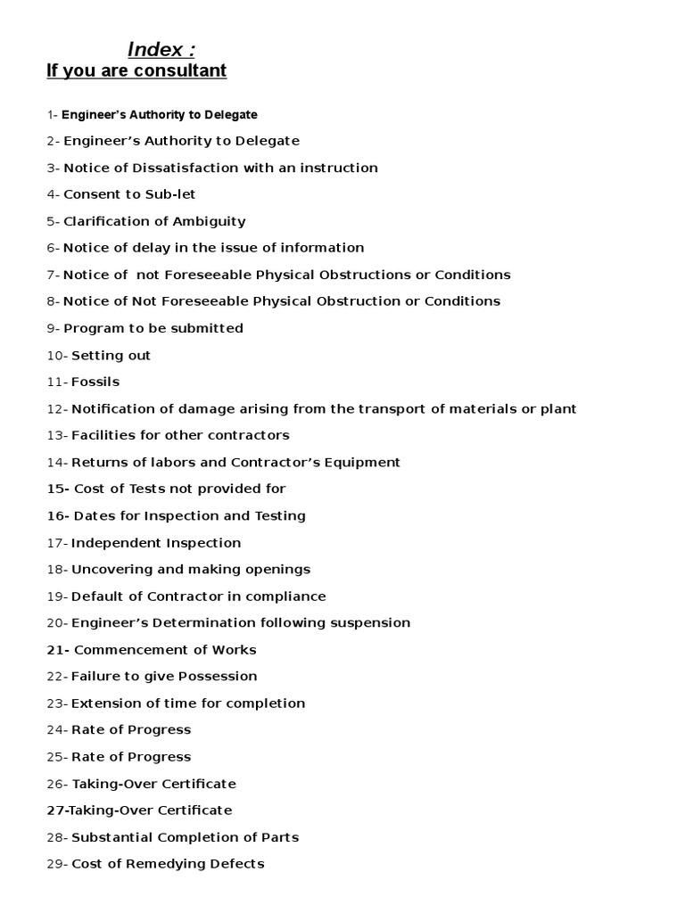 Fidic Letters by Consultantt | General Contractor | Damages