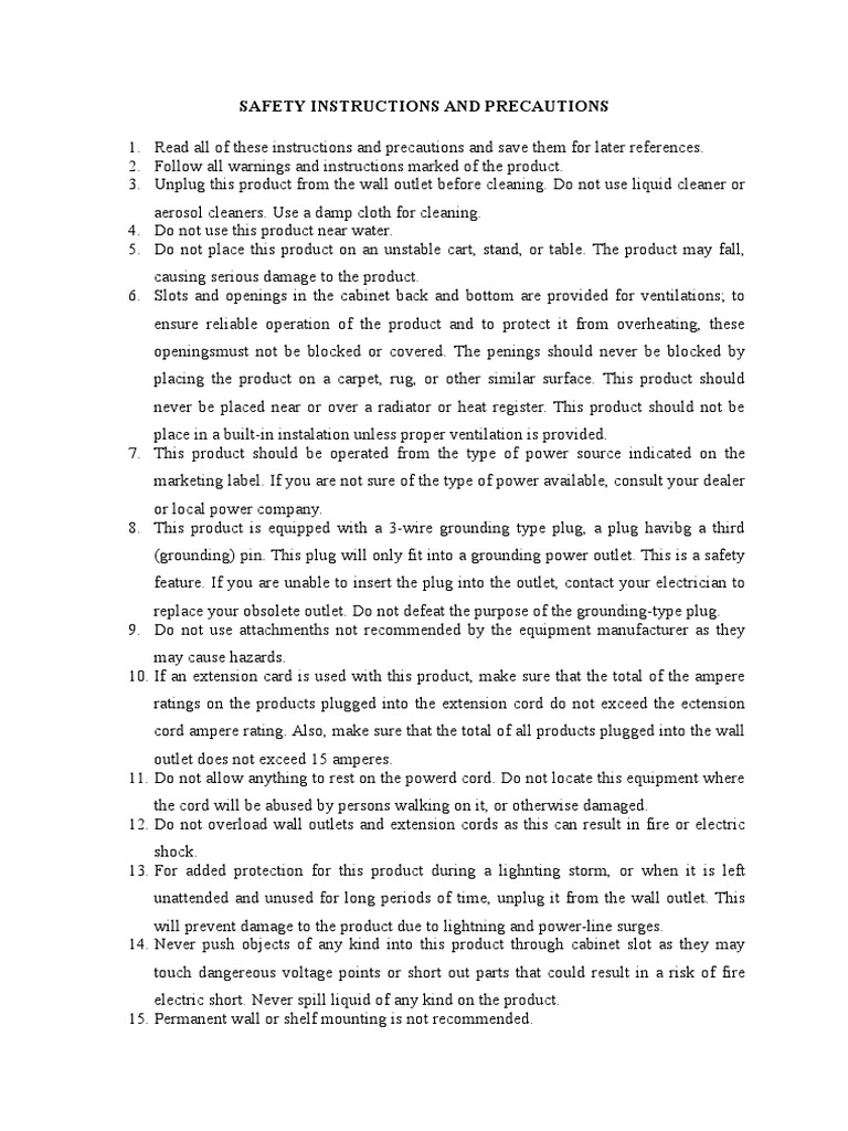 Essential Safety Instructions for Equipment | PDF | Electric Generator ...