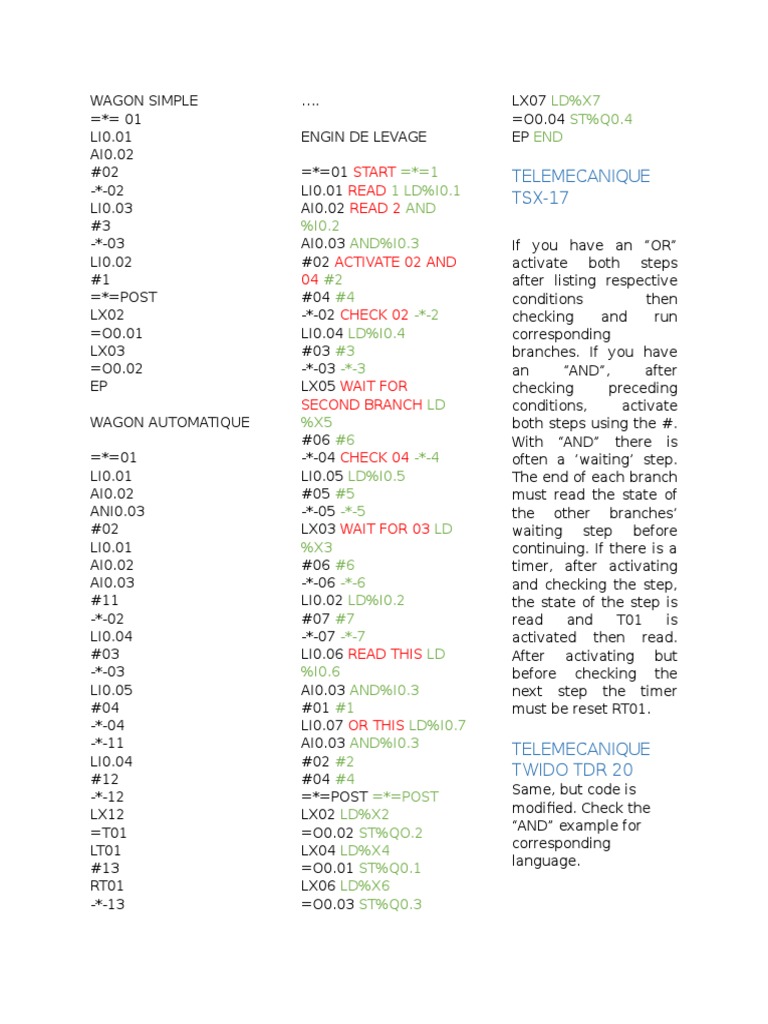 WAGON AUTOMATIQUE Programming Guide | PDF