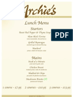 Archies Lunch Menu