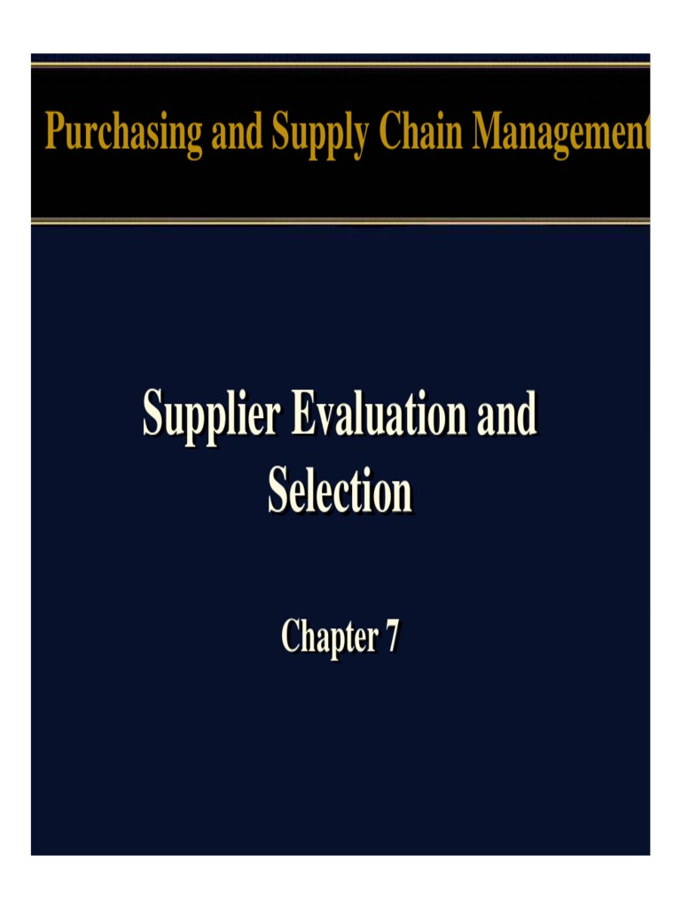 WCSM Supplier Evaluation & Selection Chapter 07 | PDF | Supply Chain ...