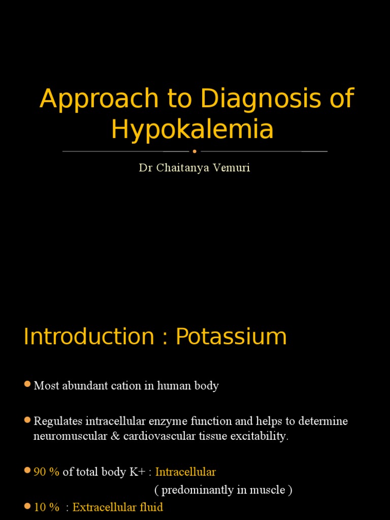 Approach to Diagnosis of Hypokalemia Potassium Insulin