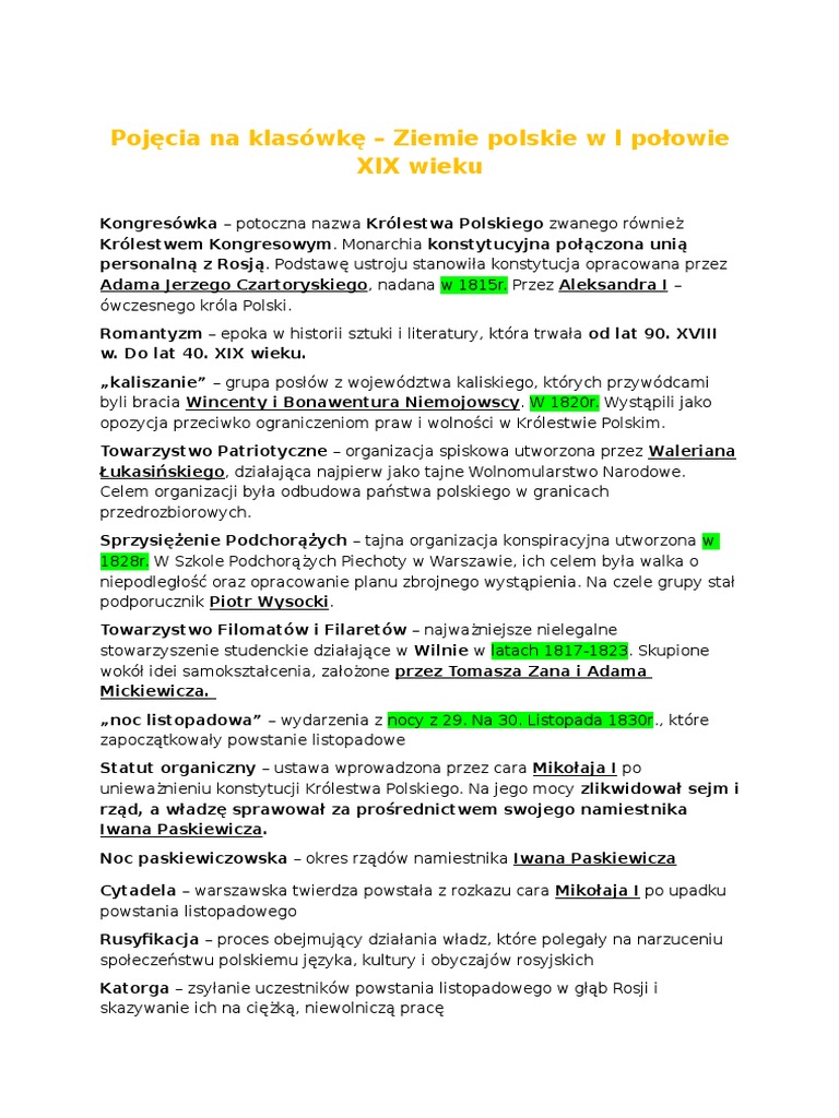 Sprawdzian Z Historii Z Działu Powstaje Niepodległa Polska