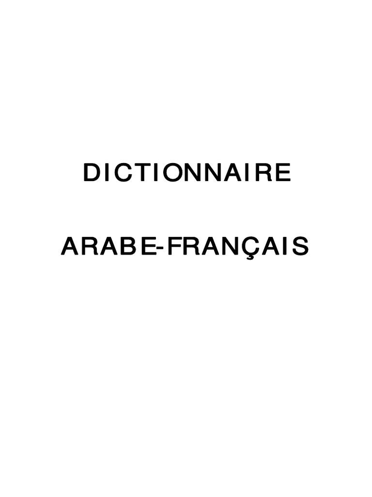 Dictionnaire Arabe Francais Bien Etre Medical