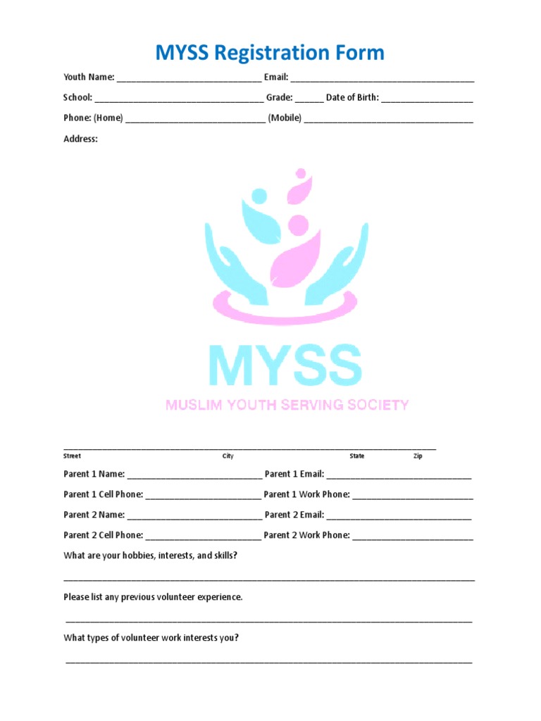 Youth Registration & Emergency Form | PDF | Volunteering | Legal Guardian