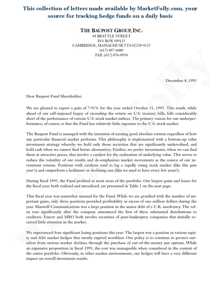 Seth Klarman Baupost Group Letters PDF Value Investing Investing