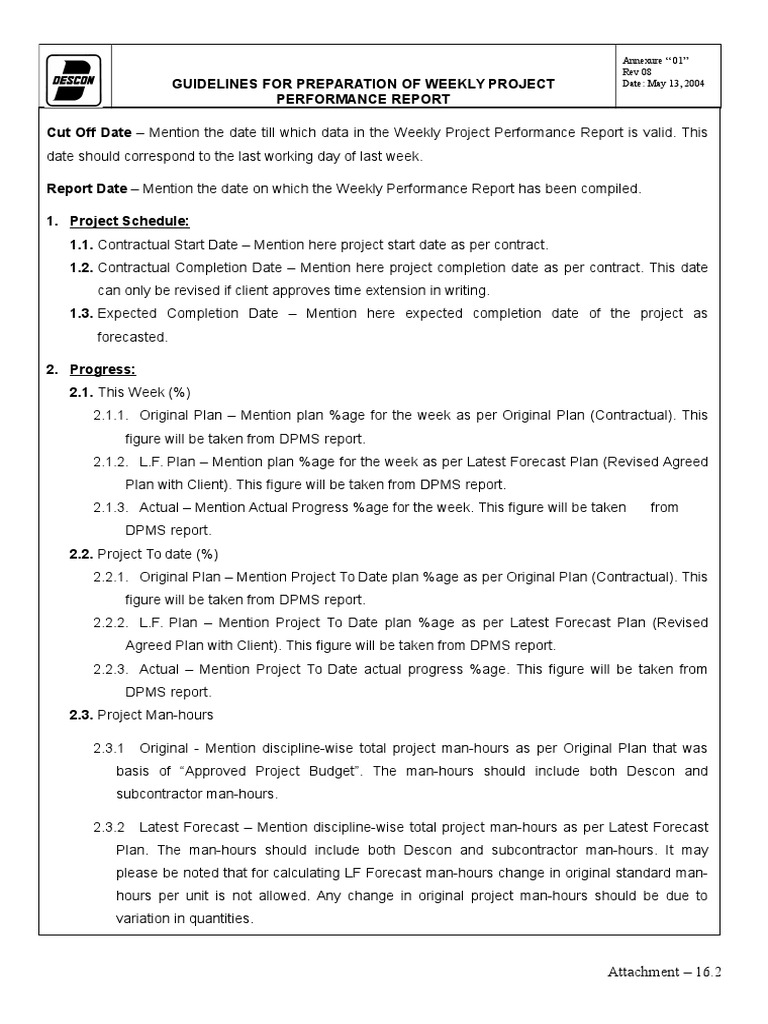 Weekly Project Performance Report Guide | PDF | Working Capital | Budget