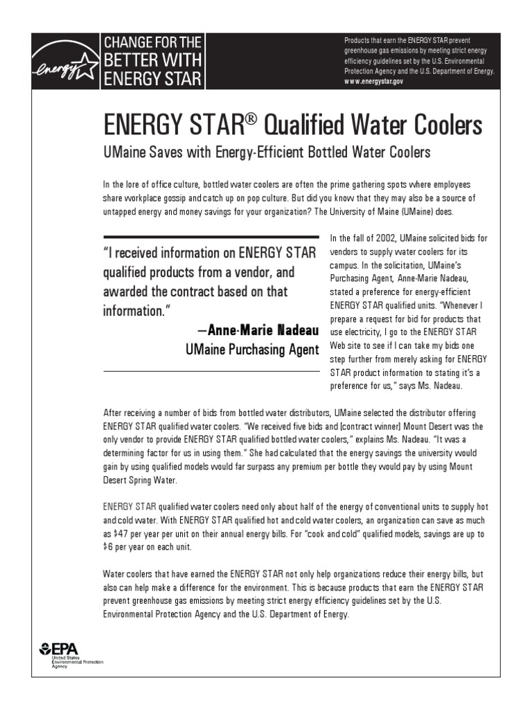 Energy Star Qualified Water Coolers PDF Efficient Energy Use United States Environmental