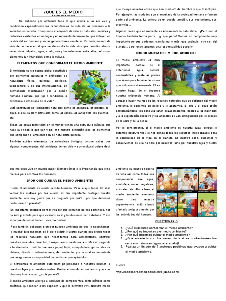 Lectura del medio ambiente con preguntas | Entorno natural | Naturaleza