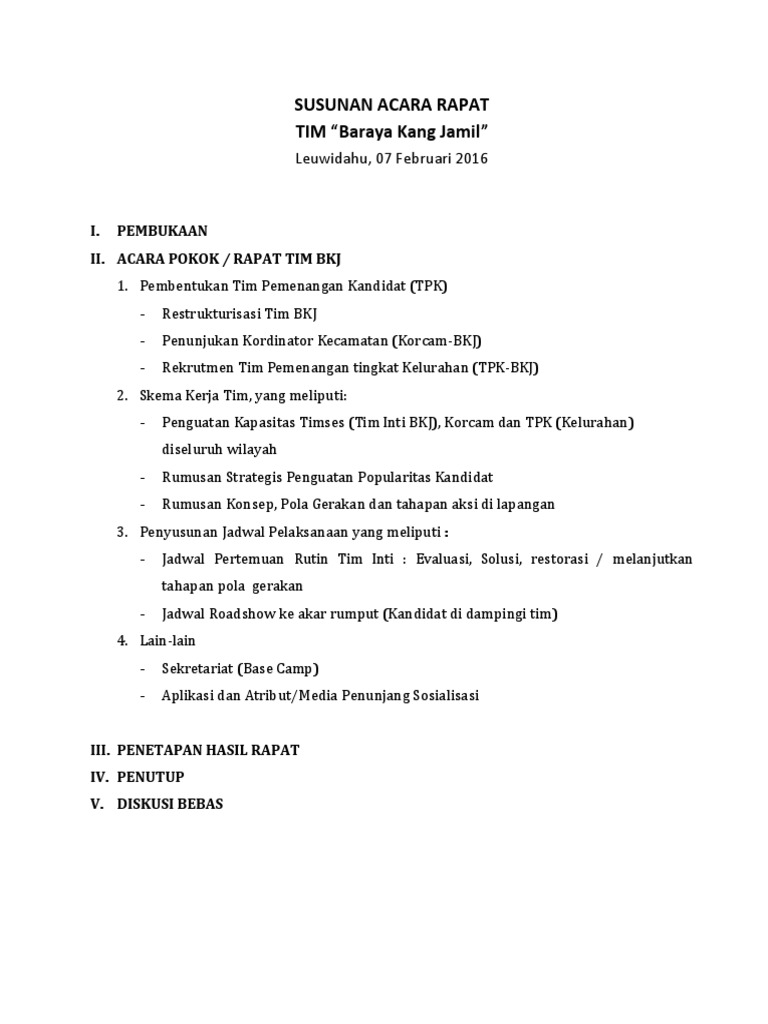 Susunan Acara Rapat Pdf