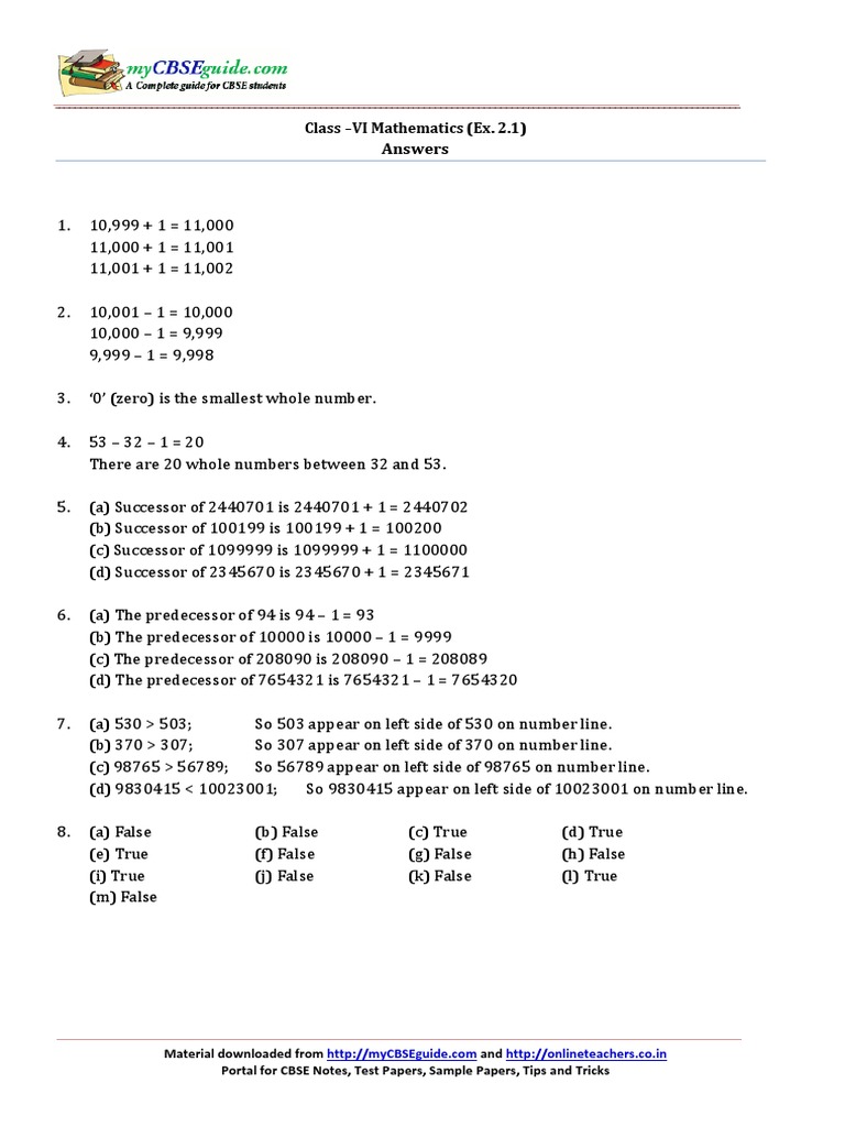 Class 6 Math Solutions | PDF
