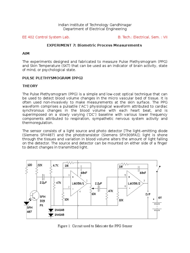 Biometric Measurements: PPG & Skin Temp | PDF | Operational Amplifier ...