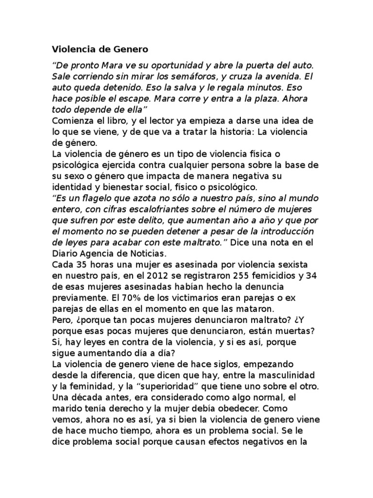 Violencia de Género: Un Problema Social Actual | PDF | La violencia ...
