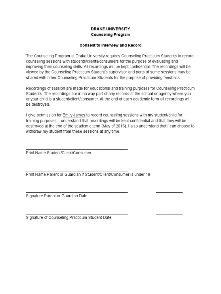 Recording Consent Form PDF Behavior Modification Social Institutions