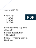 Computer #1 Capacity: 1.80Gb 2.35Gb 3.20Gb Format Drive (D) and Drive (E) Screen Resolution 1024x768 Show My Computer in Desktop
