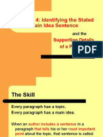 Chapter 4: Identifying The Stated Main Idea Sentence: Supporting Details of A Paragraph