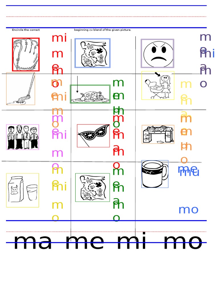 Ws Ma Me Mi Mo Mu Blends Worksheet