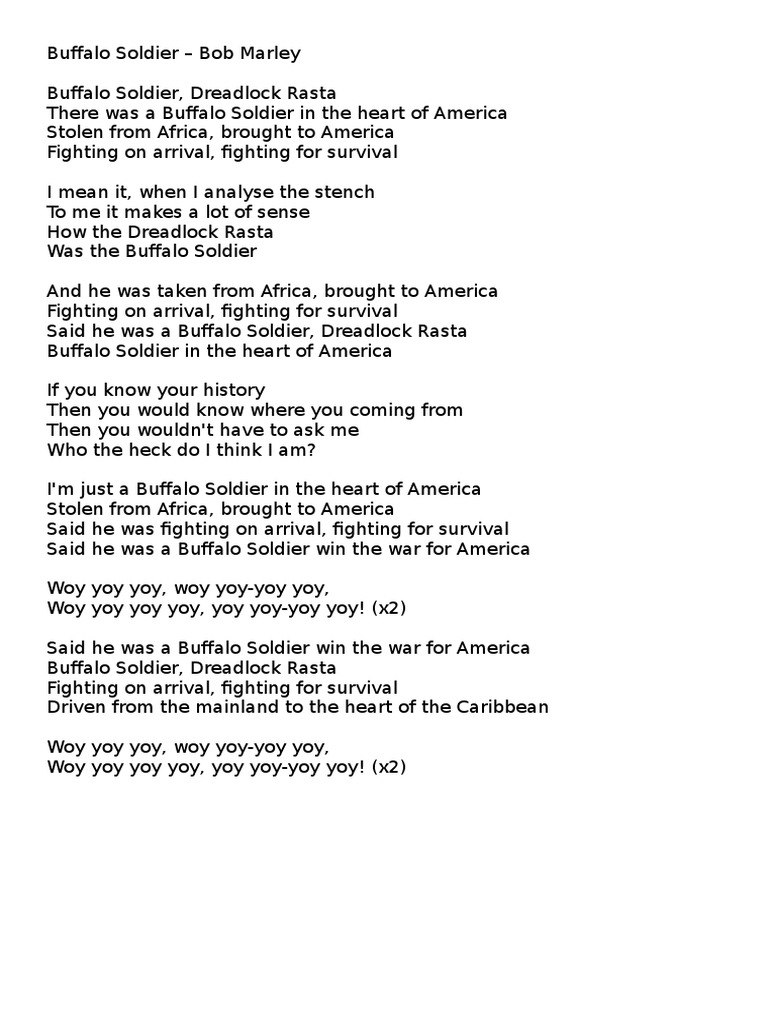 Buffalo Soldier Lyrics | PDF | Songs | Jamaican Music