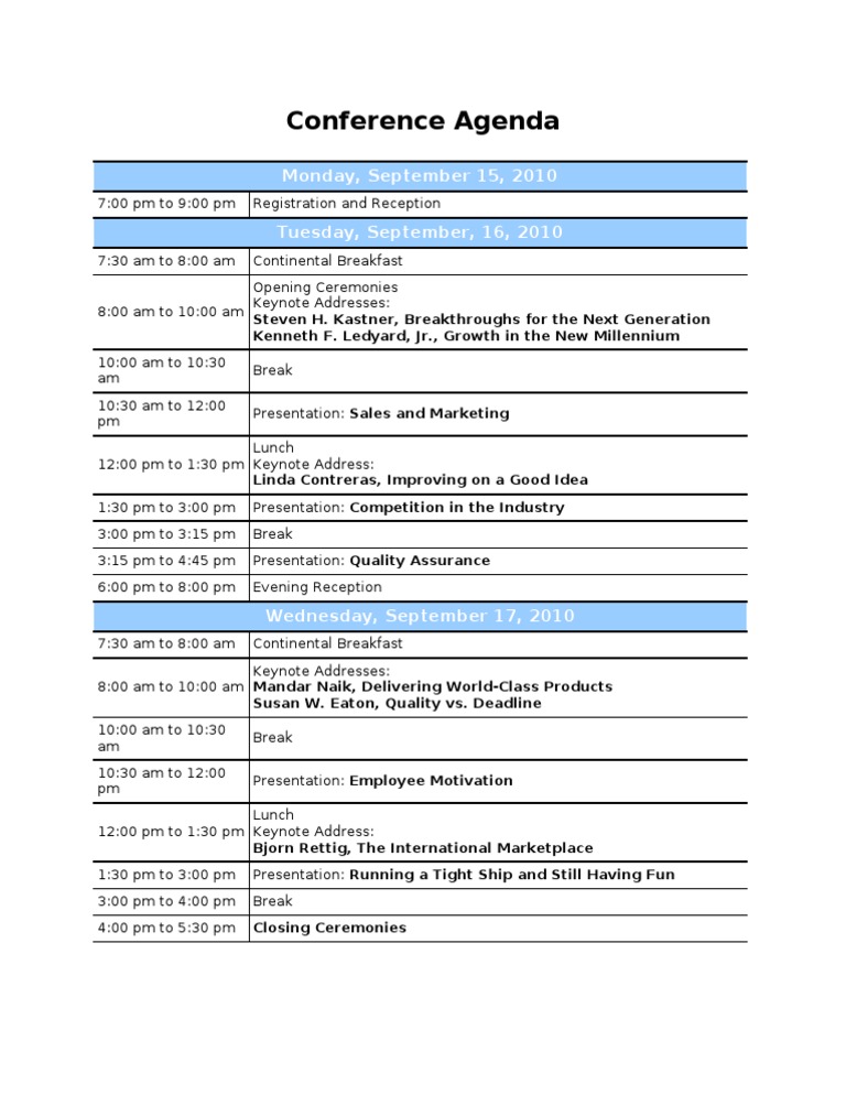 Conference Agenda Template