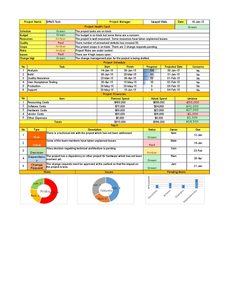 Excel Weekly Status Report Template