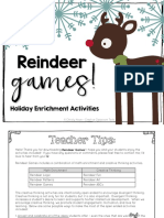 Holiday Freebie Reindeer Games Math Enrichment and Creative Thinking