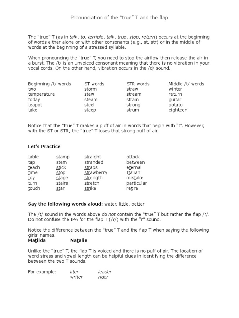 flap t Stress (Linguistics) Oral Communication