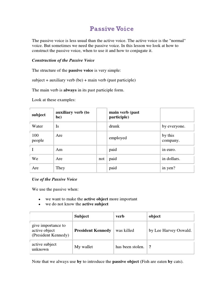 Construction of The Passive Voice | PDF