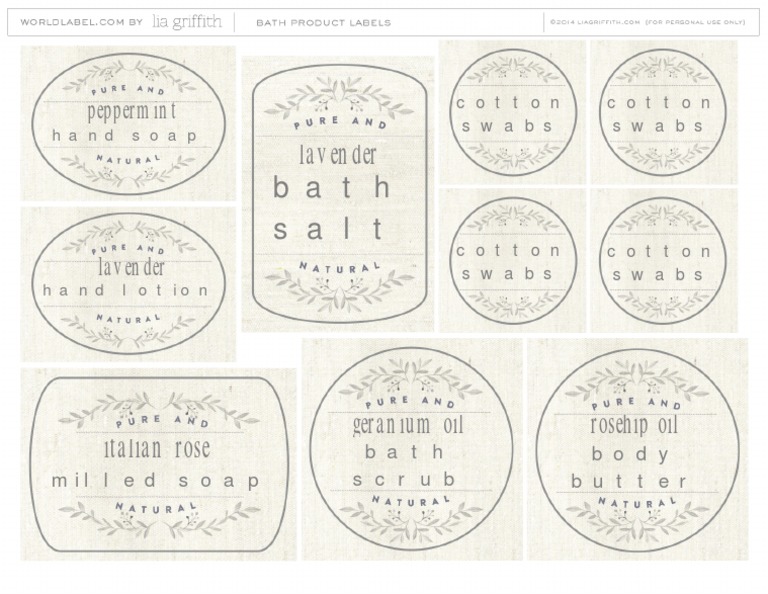 Bath Product Labels | PDF