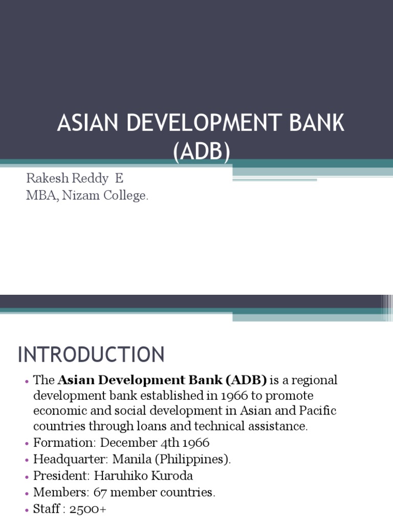 Overview of the Asian Development Bank | PDF | Asian Development Bank ...