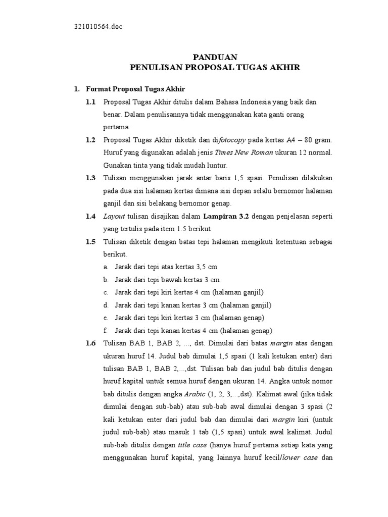 Format Penulisan Proposal TA - TP | PDF