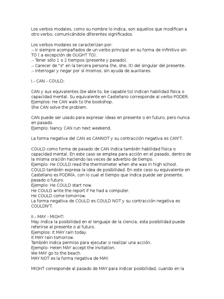 Los Verbos Modales | PDF | Verbo | Lingüística