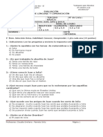 Evaluación Lectura Silenciosa Juan, Julia y Jericó Segundo Trimestre