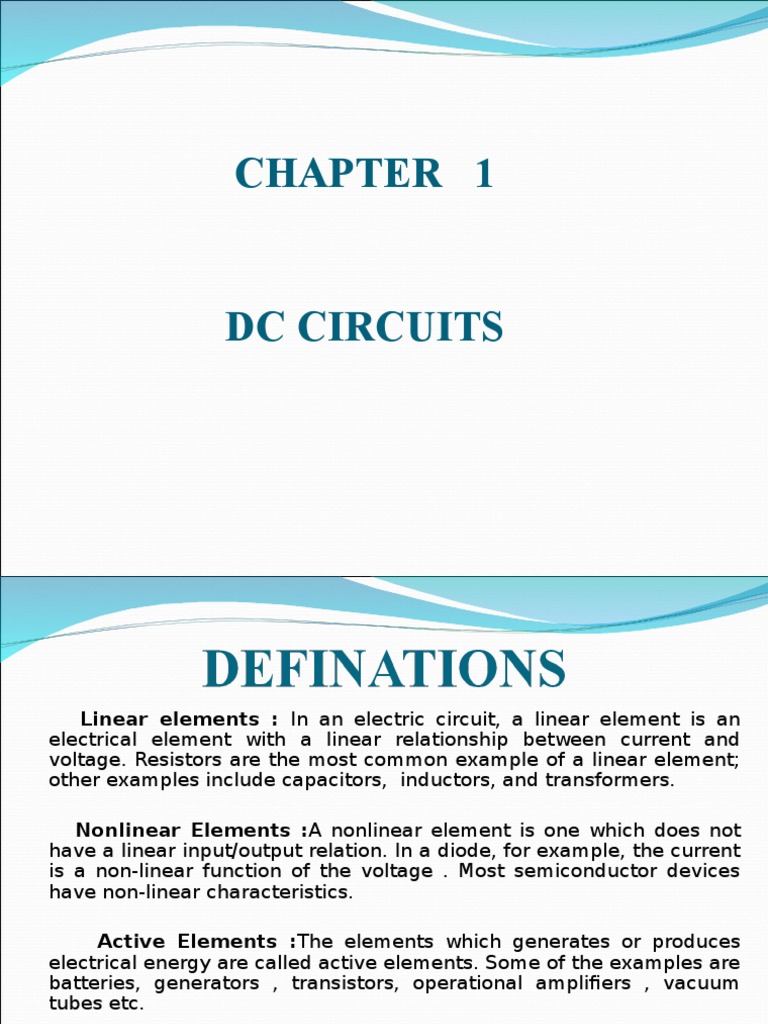 DC Circuits: Linear and Nonlinear Elements | PDF | Electrical ...
