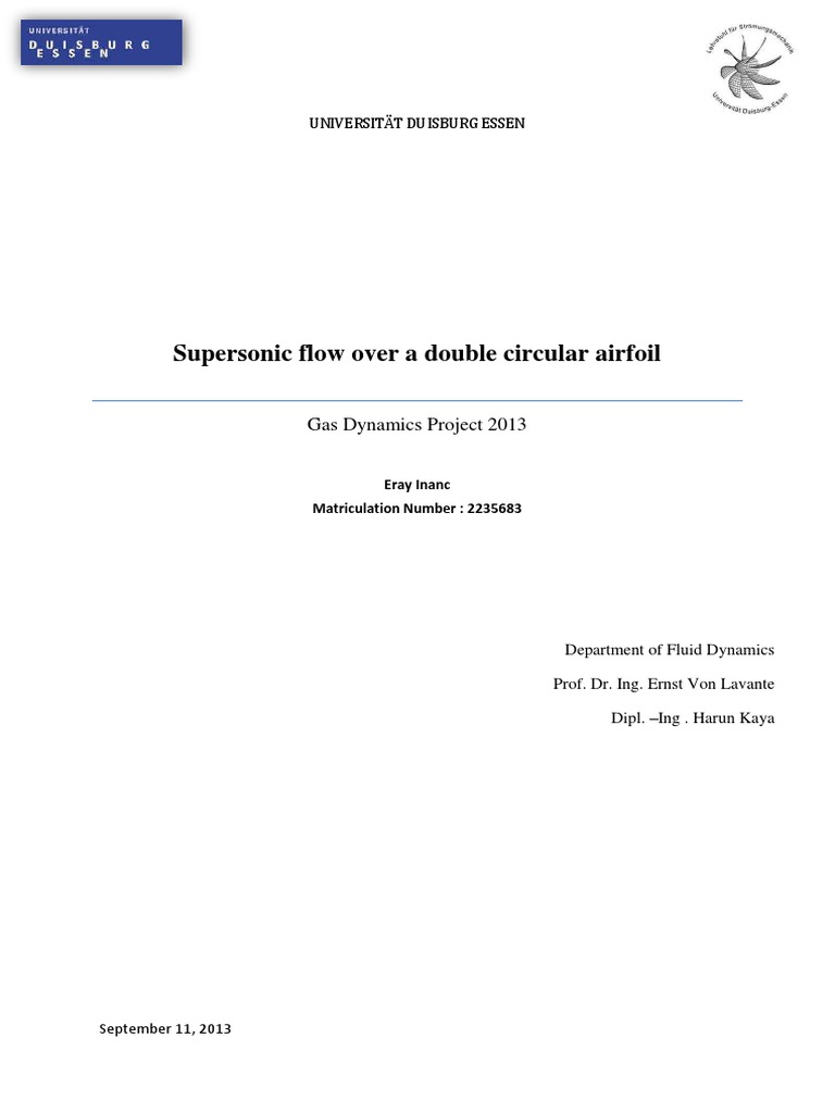 Supersonic Flow Over A Double Circular Airfoil | PDF | Shock Wave ...