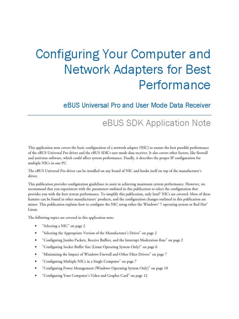 Configuring Your Computer and Network Adapters For Best Performance ...