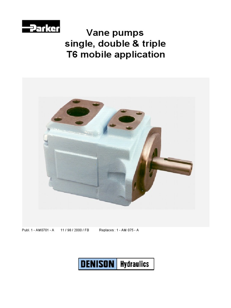 Parker (T6, T6D) Hydraulic Vane Pumps | PDF | Pump | Transmission ...