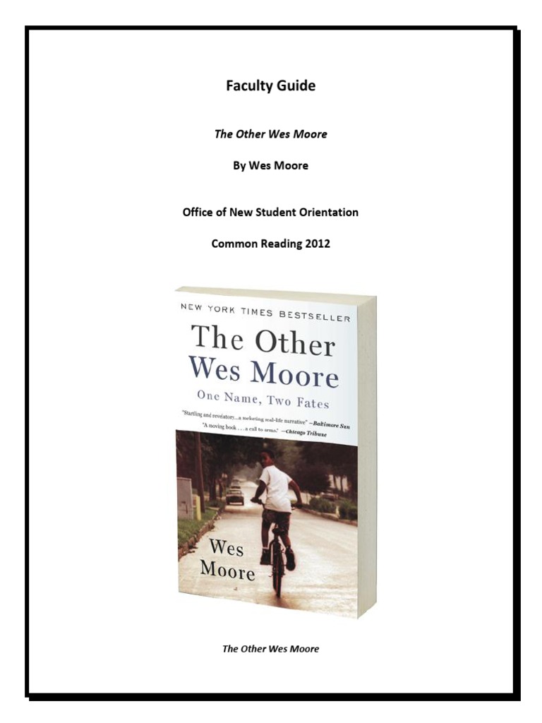 Faculty Guide: The Other Wes Moore | PDF | Stereotypes | Essays