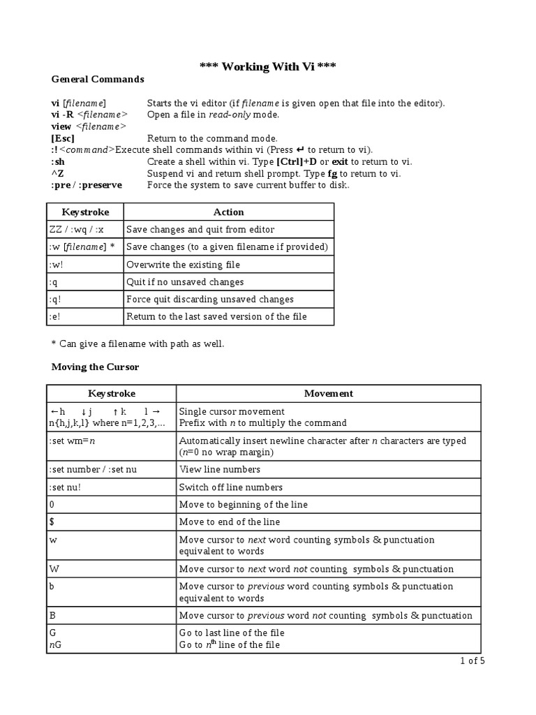 Working With Vi | PDF | Cursor (User Interface) | Text